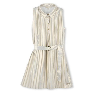 MICHAEL KORS Vestido plizado sin mangas para niña y adolescente oro beige